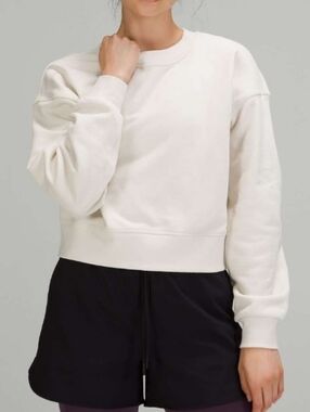 NWT Lululemon Softstreme Perfectly Oversized Cropped Crew In White Opal